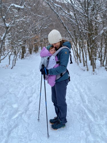 Kimberley Johnson and Daughter Cross Country Skiing